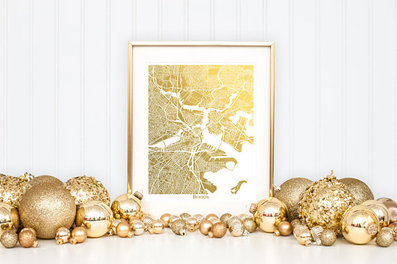 Gold Map Print, Perfect Holiday Gift
