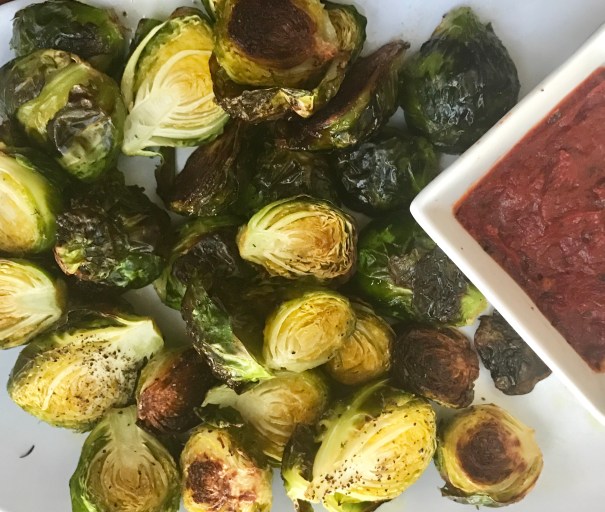Roasted Brussels Sprouts Recipe with Honey-Harissa Dip